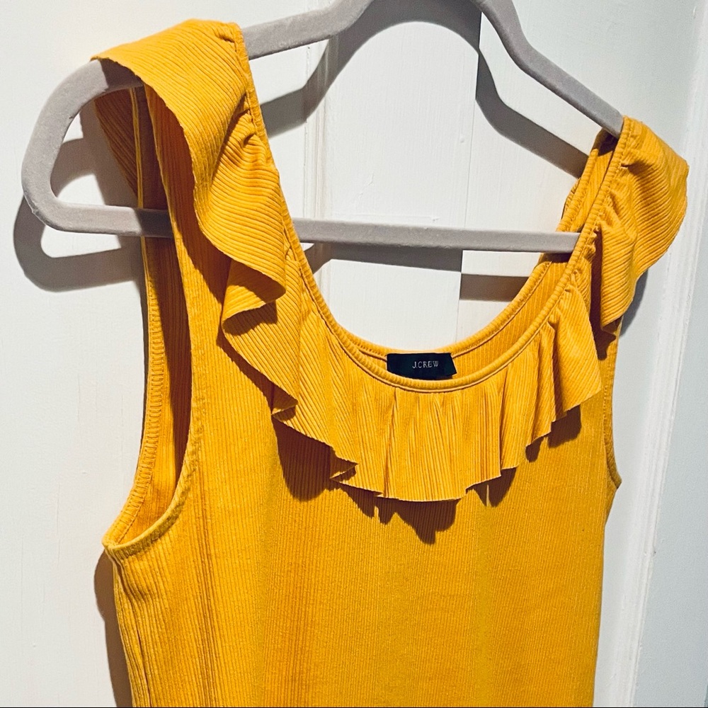 Ribbed Ruffle Tank in Marigold - Picture 3 of 4